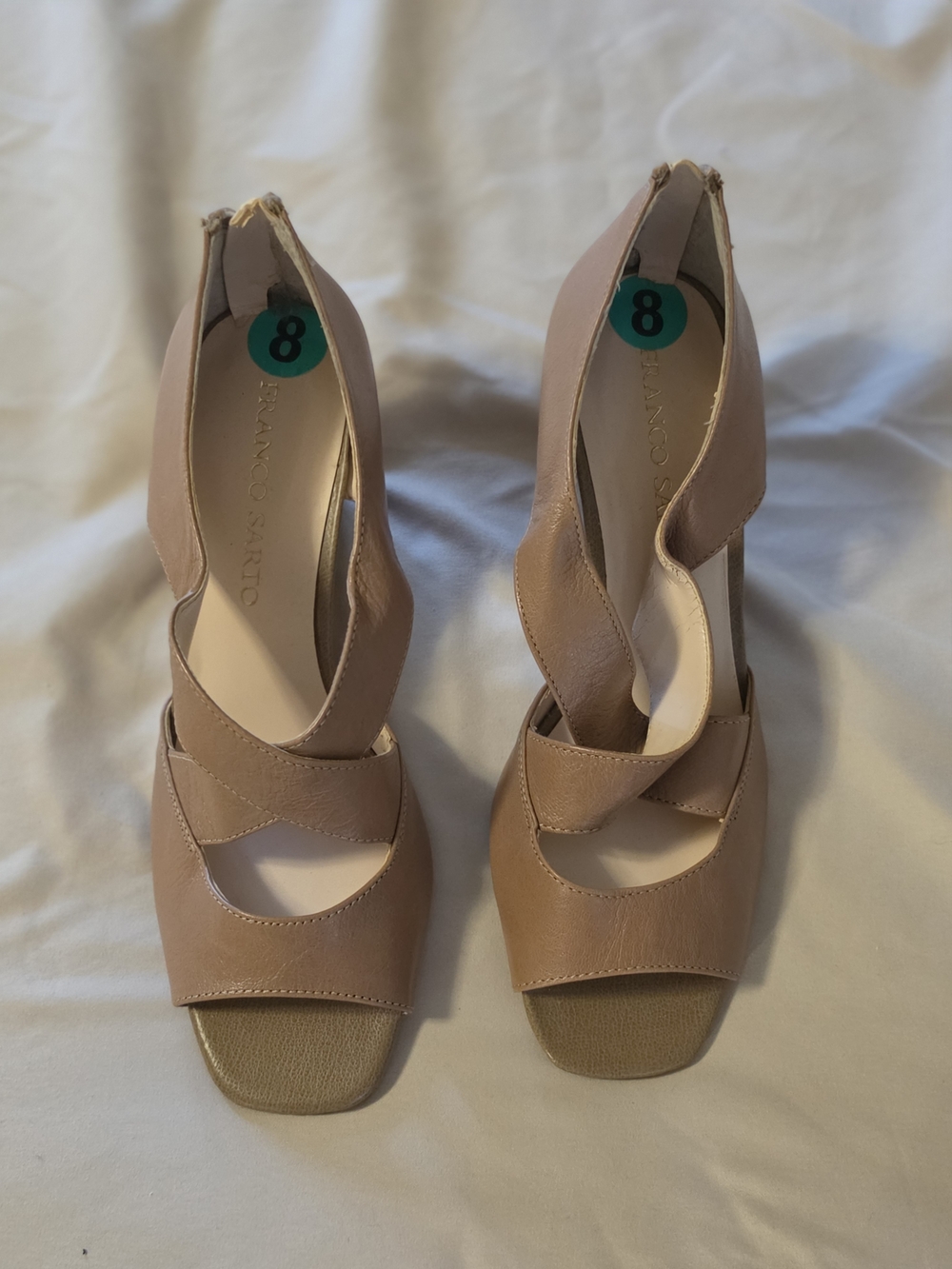 Franco Sarto Women's Taupe Leather Strappy Heels